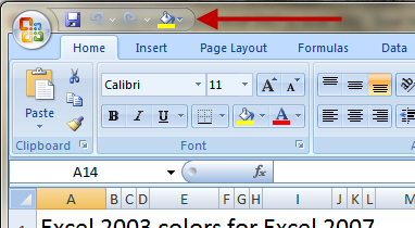 Excel 2003 palette is now available.