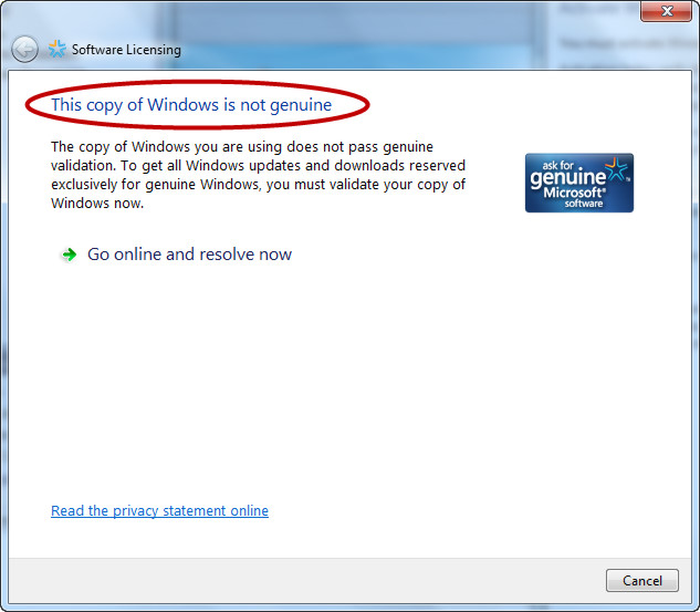  something interesting happened. quot;This copy of Windows is not genuine