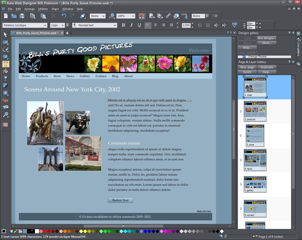 Xara Web Designer 8 Templates